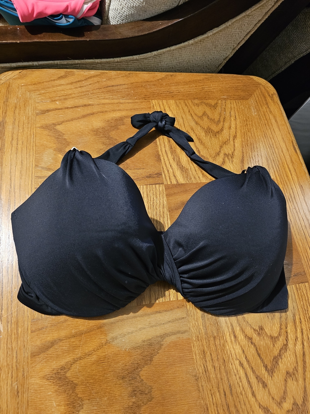 Victoria's Secret Black Halter Padded Bikini Top 38 DD
